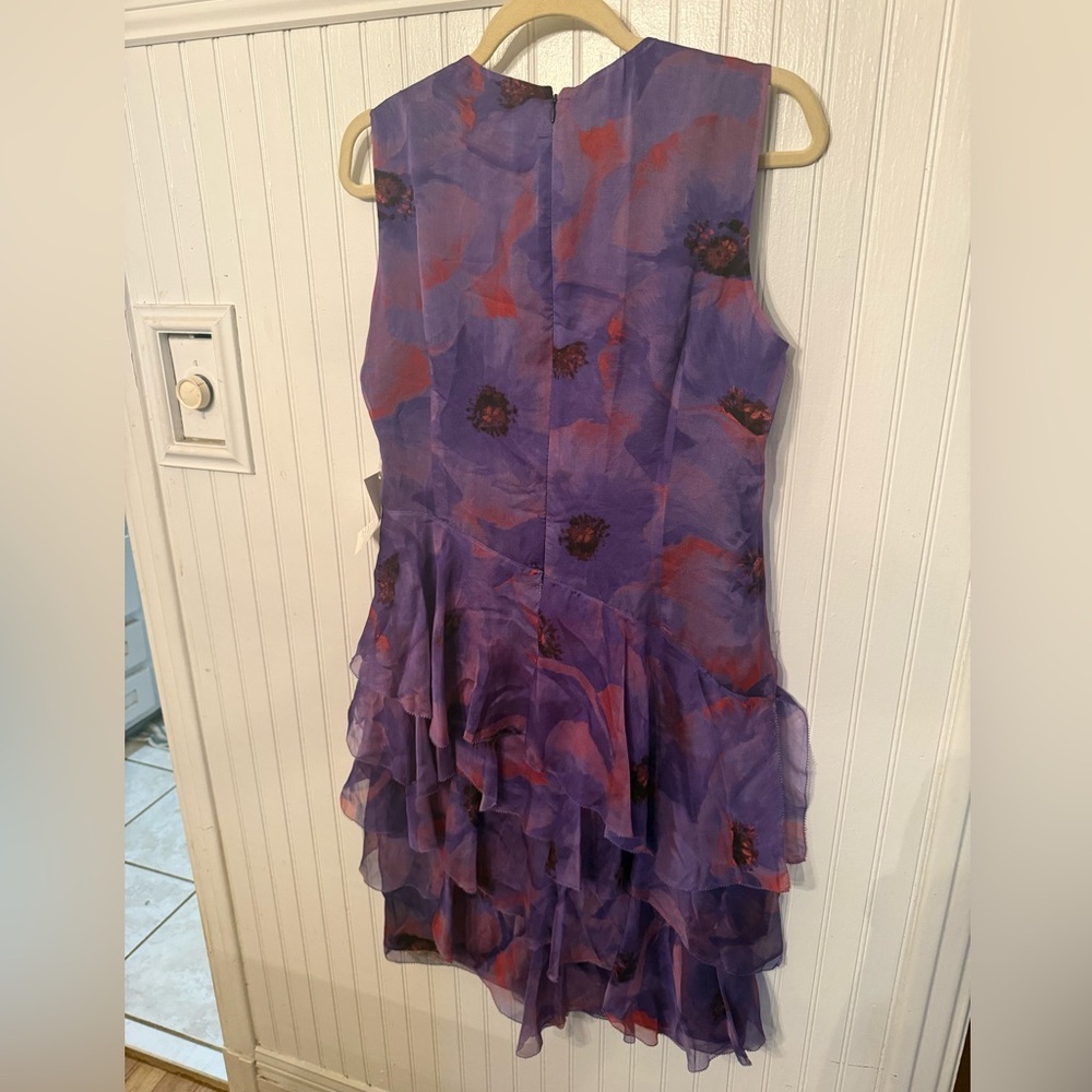 NWT Worth New York Periwinkle Snapper Silk Ruffle Dress Size 4 - Picture 6 of 6